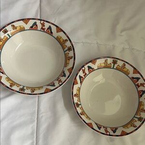 Vtg Furio Replacement Egyptian Print Bowl Set